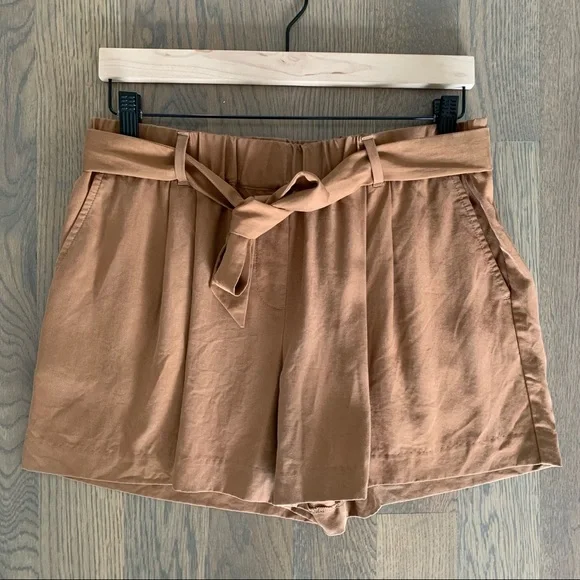 Ann Taylor Loft Rust Tie Waist Pleated Front Short Rust Color Size 4 - Picture 2 of 4